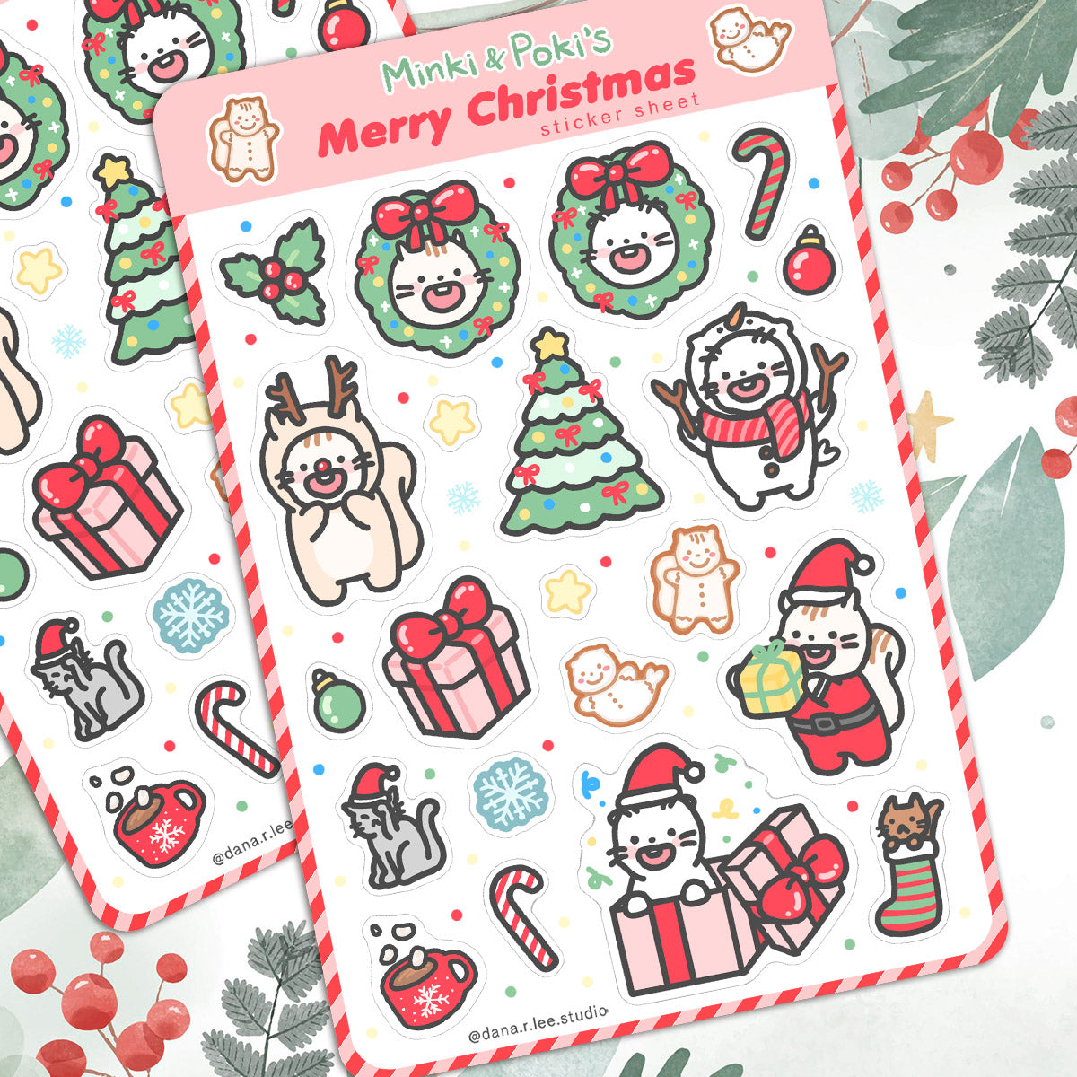 Minki & Poki Christmas Sticker Sheet