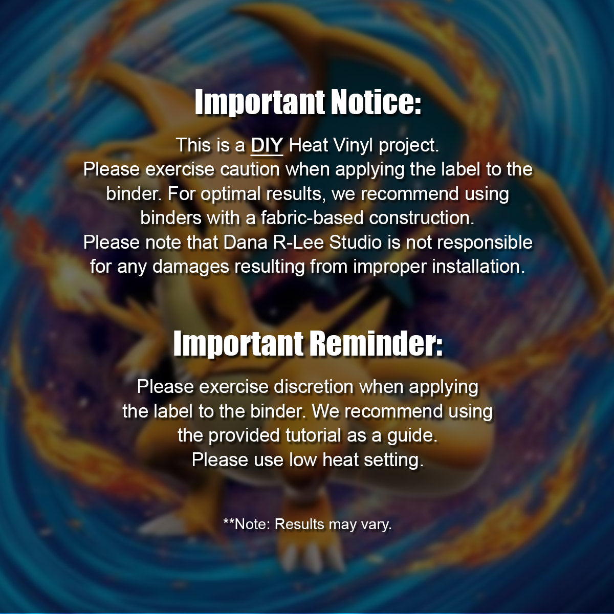 Pokimon Iron-On Binder Vinyls for X & Y Evolutions