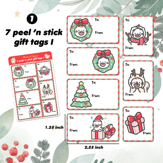 Minki & Poki Christmas Gift Tag Sticker Sheets
