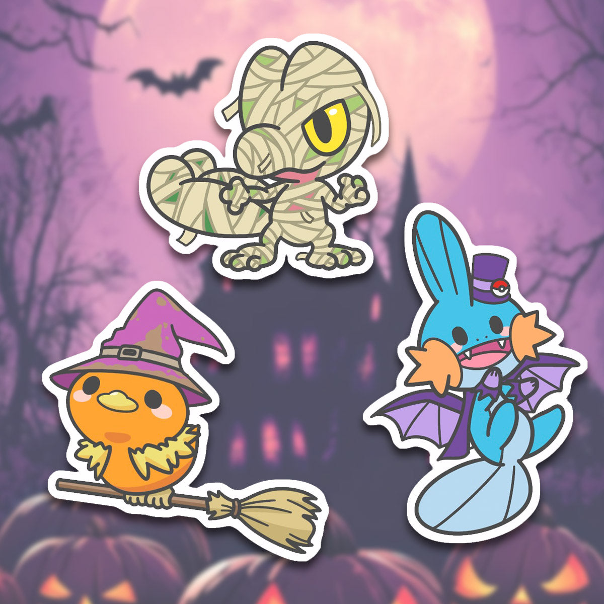 3 Pokimon Halloween Stickers