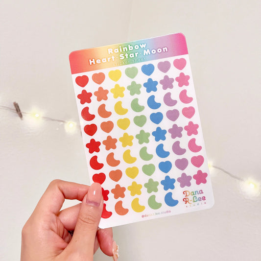 Rainbow Heart Star Moon Sticker Sheet