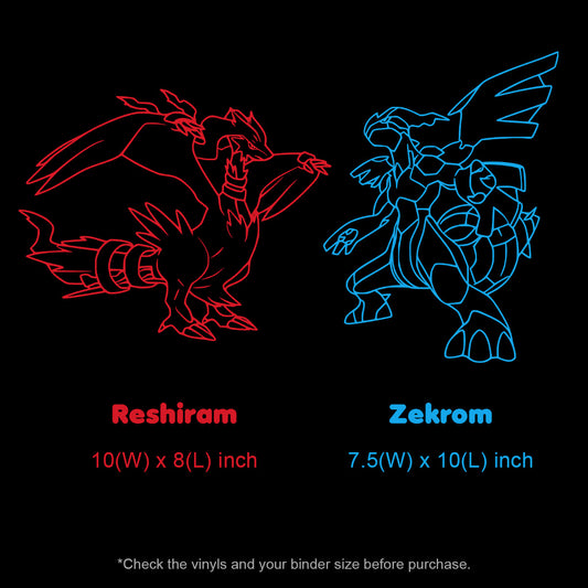 Pokimon Iron-On Binder Vinyls Zekrom & Reshiram