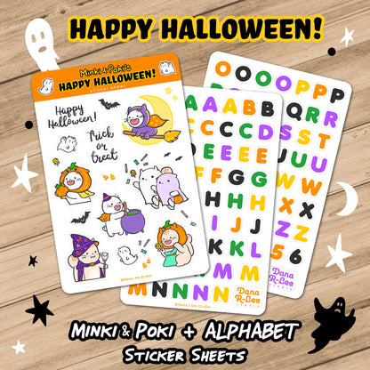 Minki & Poki Halloween Sticker Sheet Set