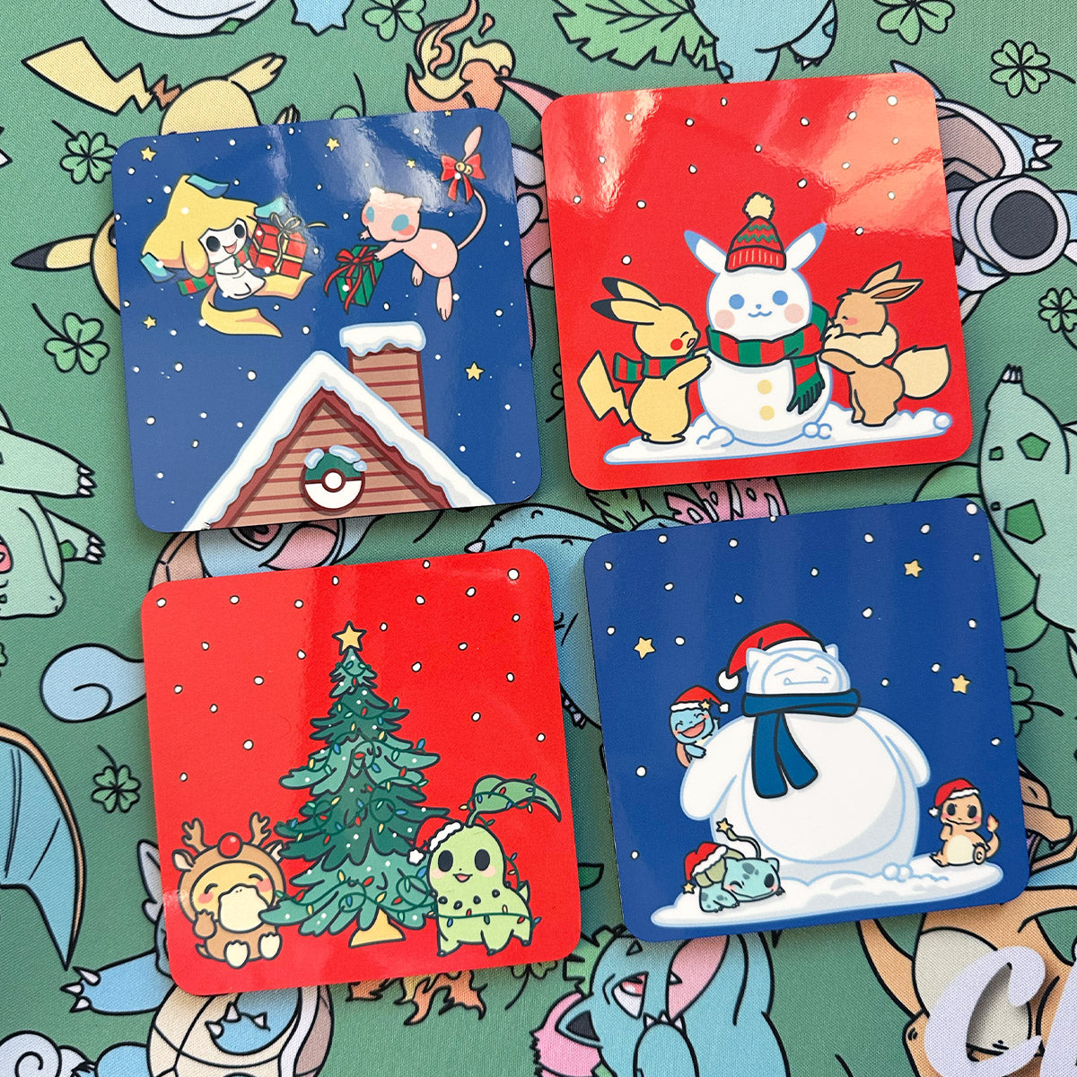 Pokimon Holidays Wood Coaster (4pcs)