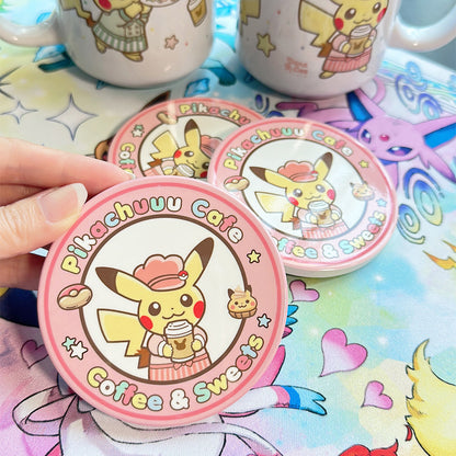 Pokimon Pika Cafe Enamel Coaster