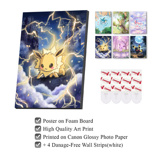 Pokimon Eevee Evolutions Poster with Foam Board