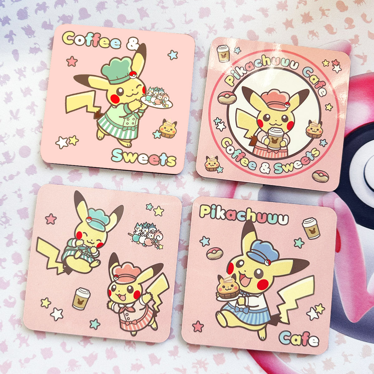Pokimon Pika Cafe Wood Coaster (4pcs)