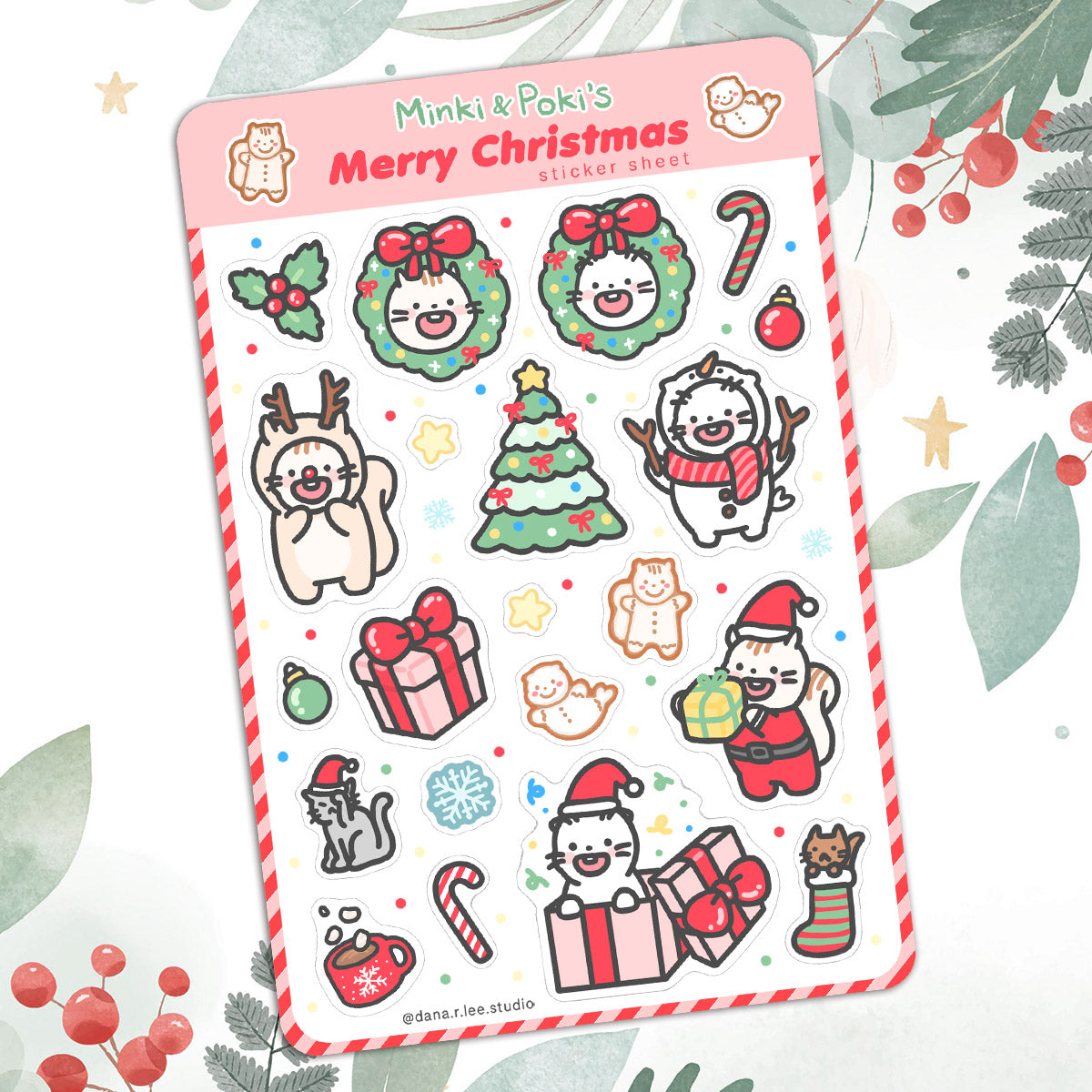 Minki & Poki Christmas Sticker Sheet