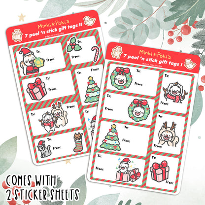 Minki & Poki Christmas Gift Tag Sticker Sheets