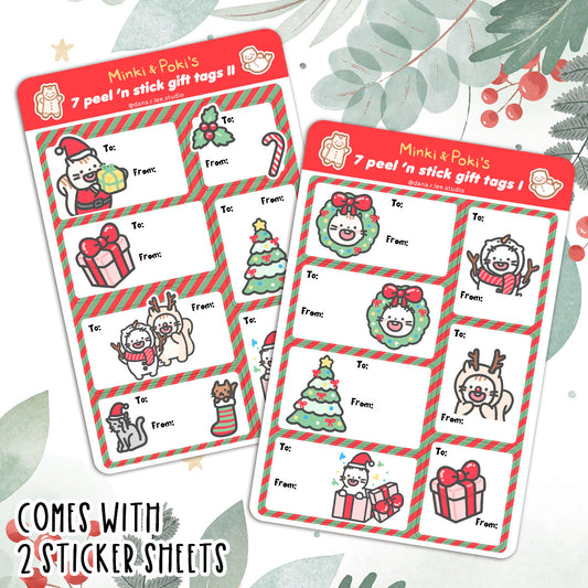 Minki & Poki Christmas Gift Tag Sticker Sheets