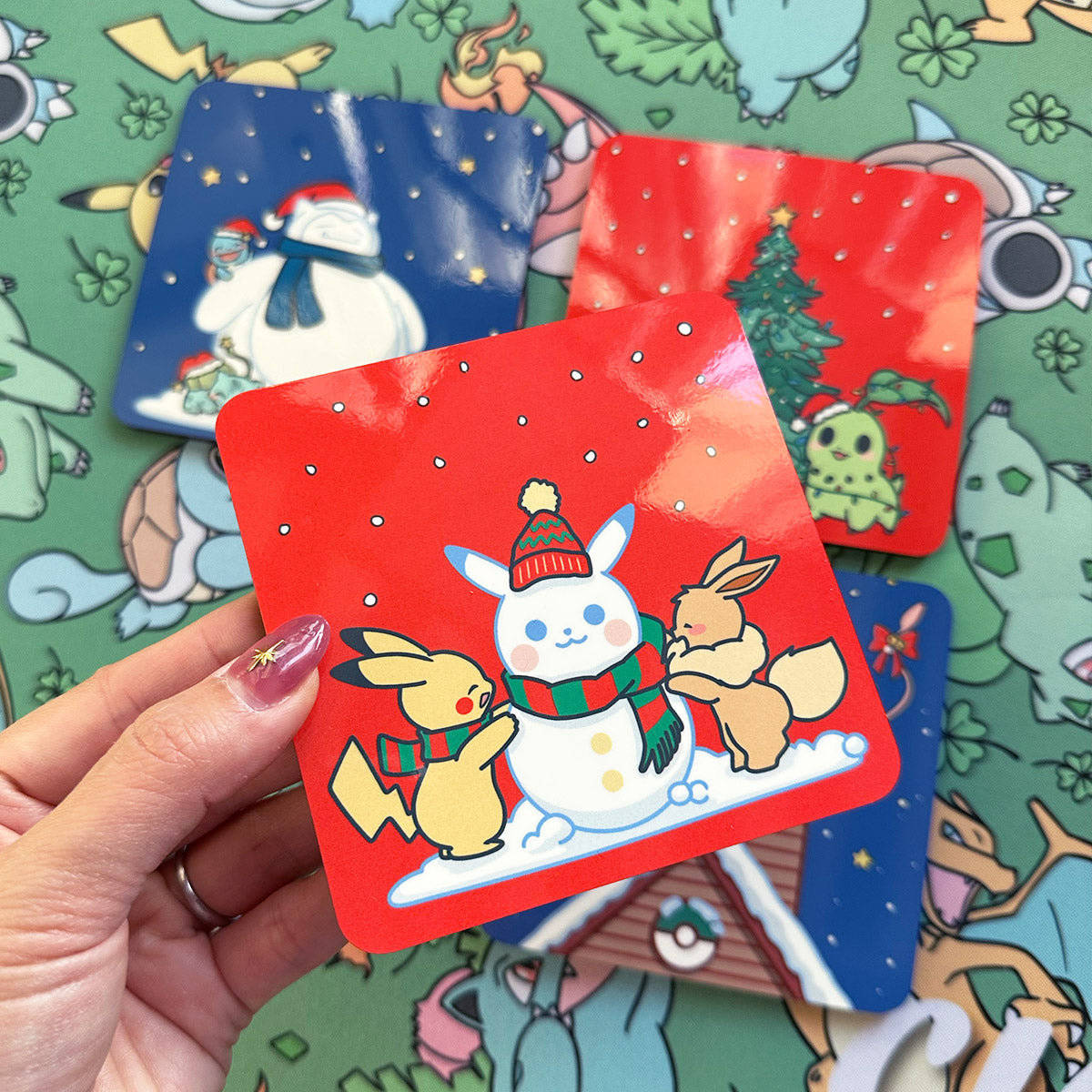 Pokimon Holidays Wood Coaster (4pcs)