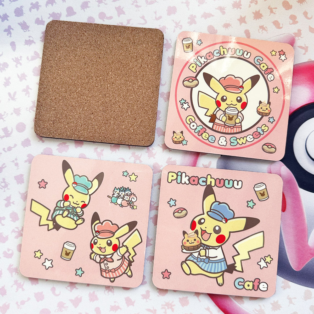 Pokimon Pika Cafe Wood Coaster (4pcs)