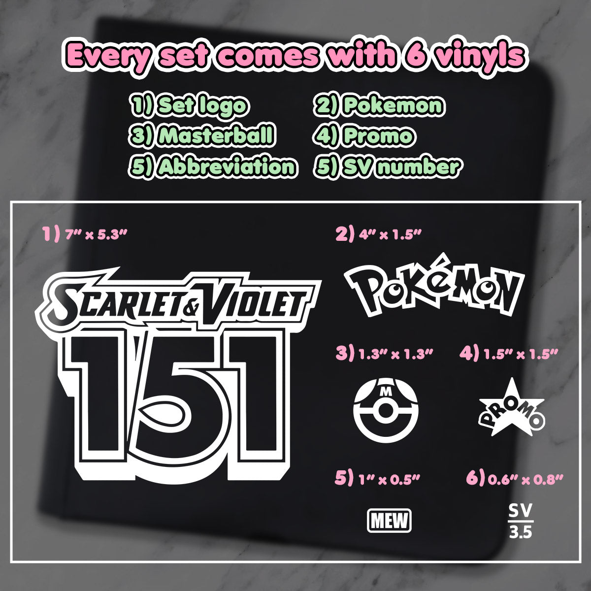 16 Full Set Pokimon Iron-On Binder Vinyl