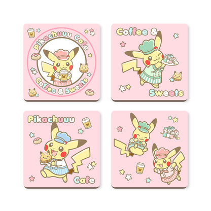 Pokimon Pika Cafe Wood Coaster (4pcs)