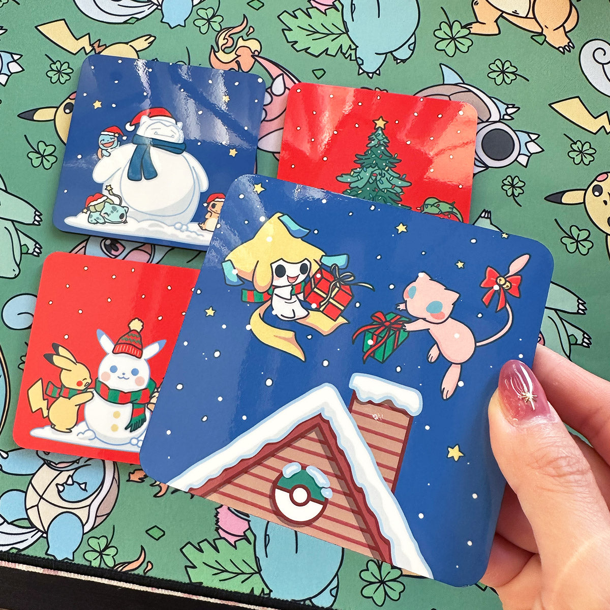 Pokimon Holidays Wood Coaster (4pcs)