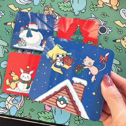 Pokimon Holidays Wood Coaster (4pcs)