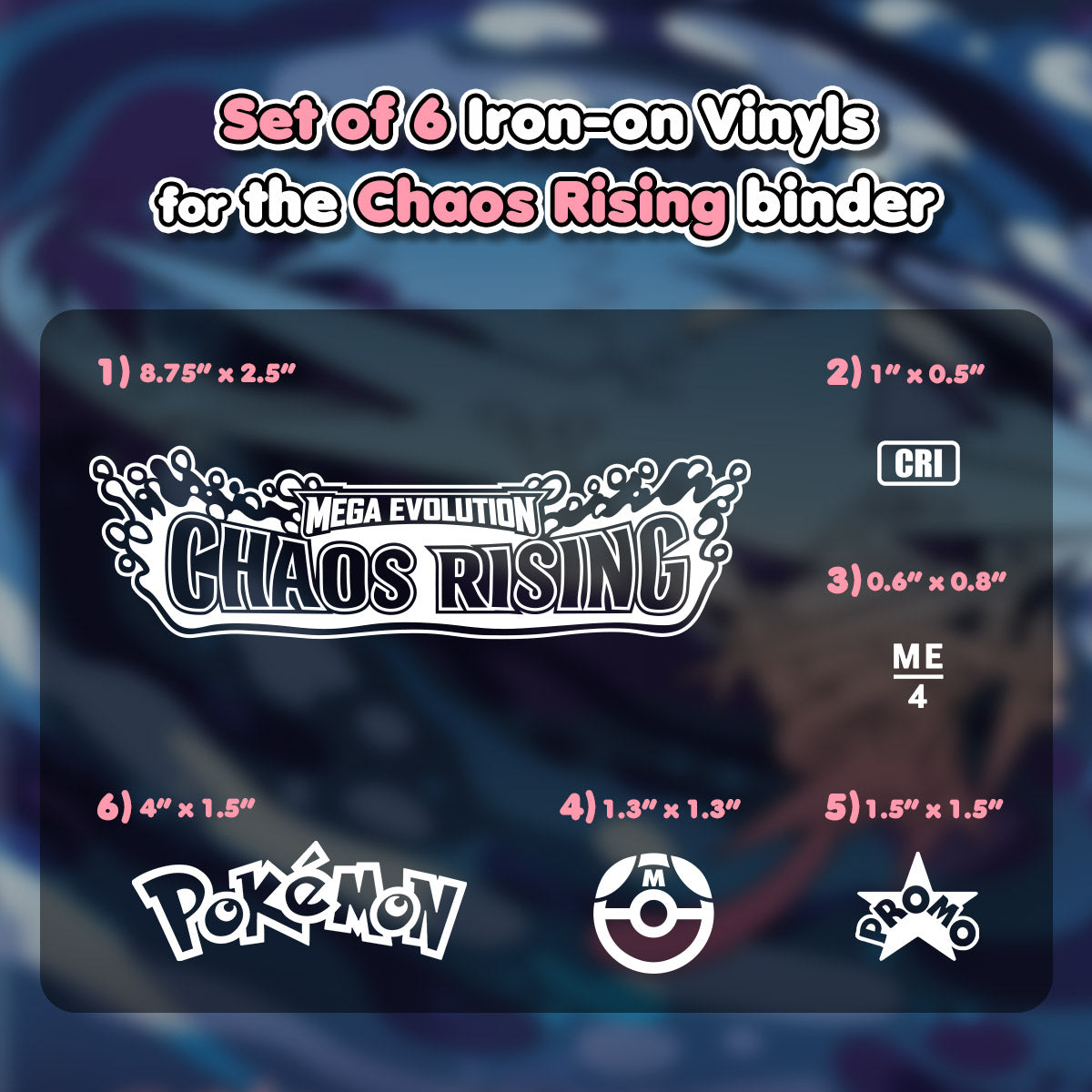 Pokimon Iron-On Binder Vinyls for Chaos Rising