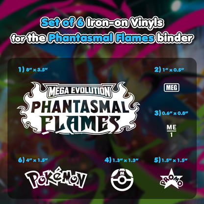 Pokimon Iron-On Binder Vinyls for Phantasmal Flames
