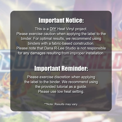 Pokimon Iron-On Binder Vinyls Sword & Shield