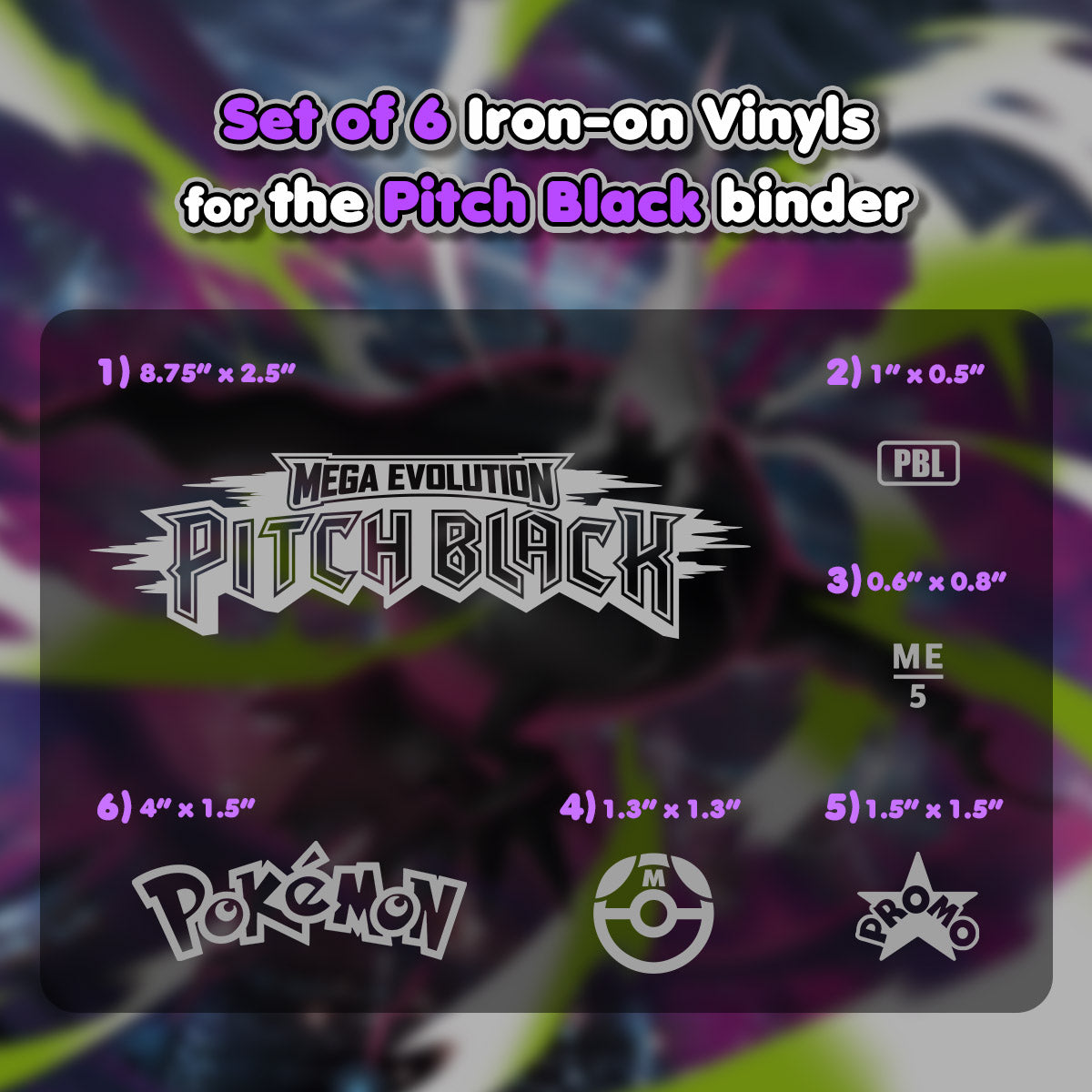 Pokimon Iron-On Binder Vinyls for Pitch Black