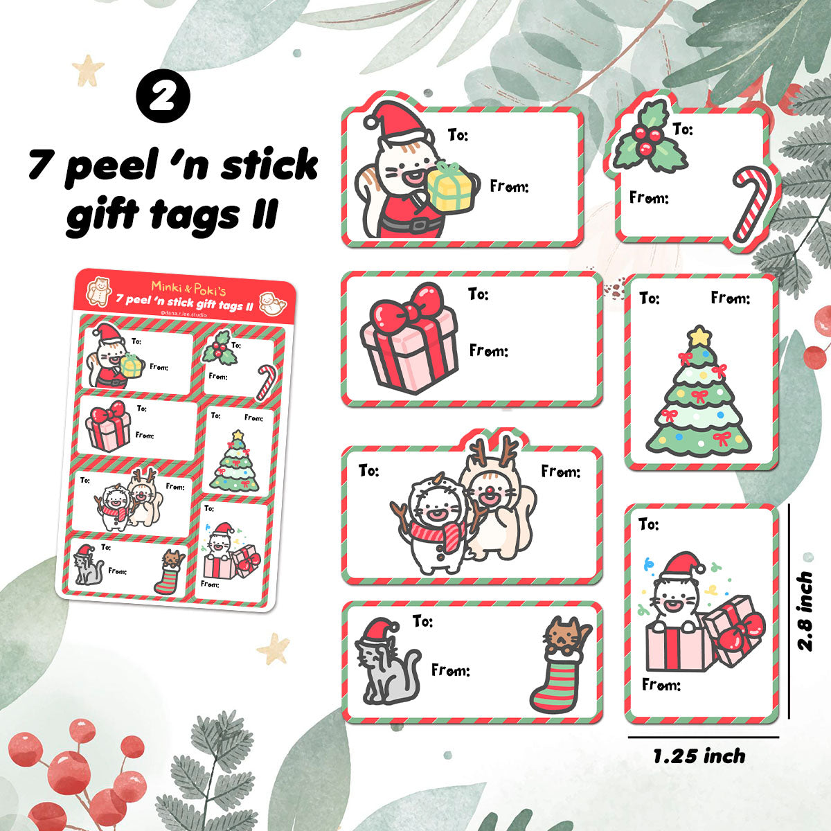 Minki & Poki Christmas Gift Tag Sticker Sheets