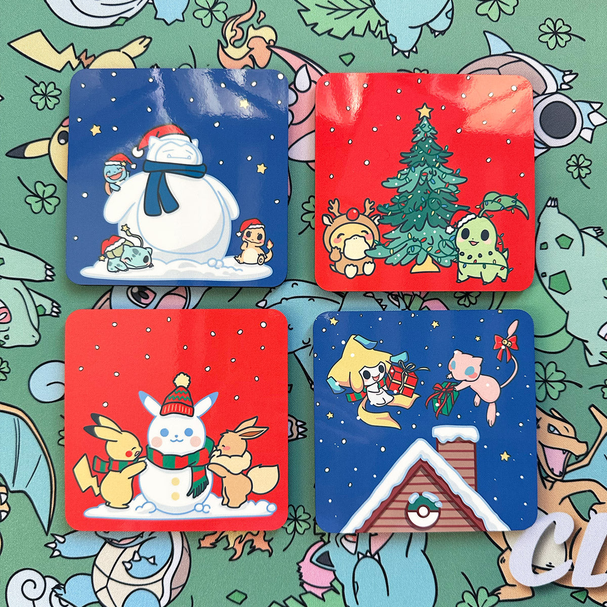 Pokimon Holidays Wood Coaster (4pcs)