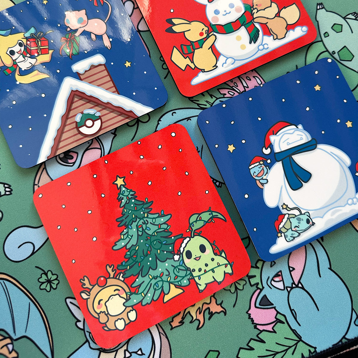 Pokimon Holidays Wood Coaster (4pcs)