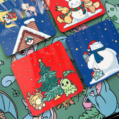 Pokimon Holidays Wood Coaster (4pcs)