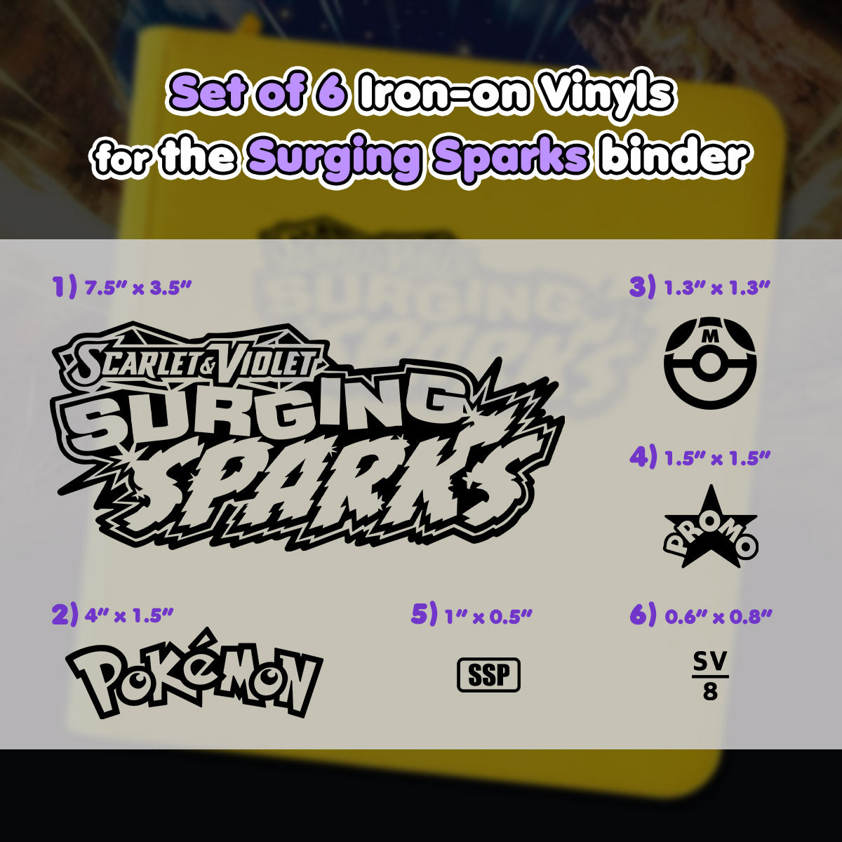 Pokimon Iron-On Binder Vinyls for Surging Sparks