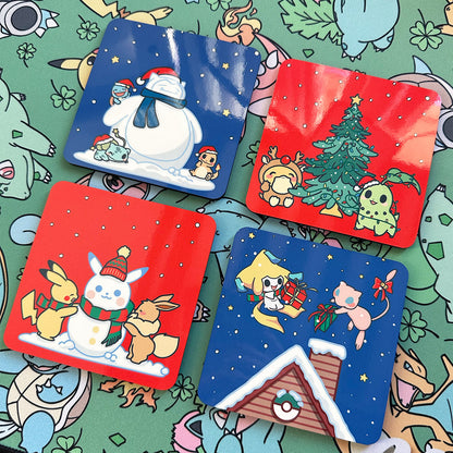 Pokimon Holidays Wood Coaster (4pcs)