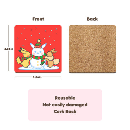 Pokimon Holidays Wood Coaster (4pcs)
