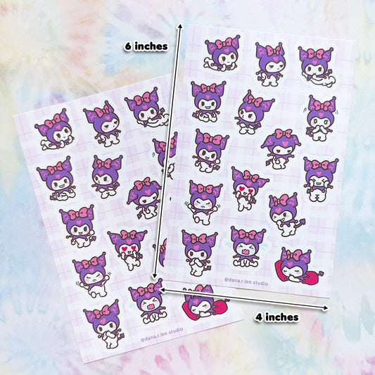 Cute Purple Kitty Sticker Sheet