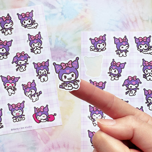Cute Purple Kitty Sticker Sheet