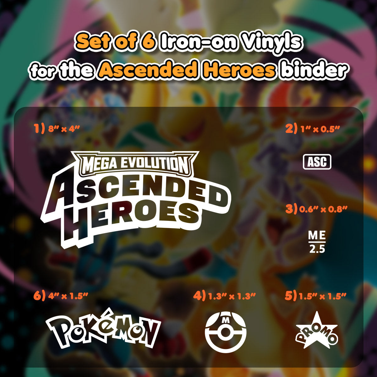 Pokimon Iron-On Binder Vinyls for Ascended Heroes