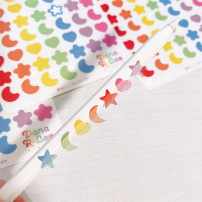 Rainbow Heart Star Moon Sticker Sheet