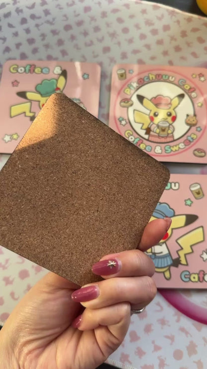 Pokimon Pika Cafe Wood Coaster (4pcs)