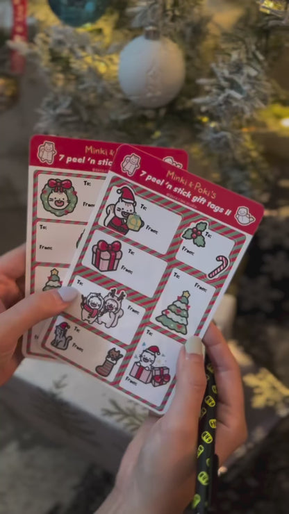 Minki & Poki Christmas Gift Tag Sticker Sheets